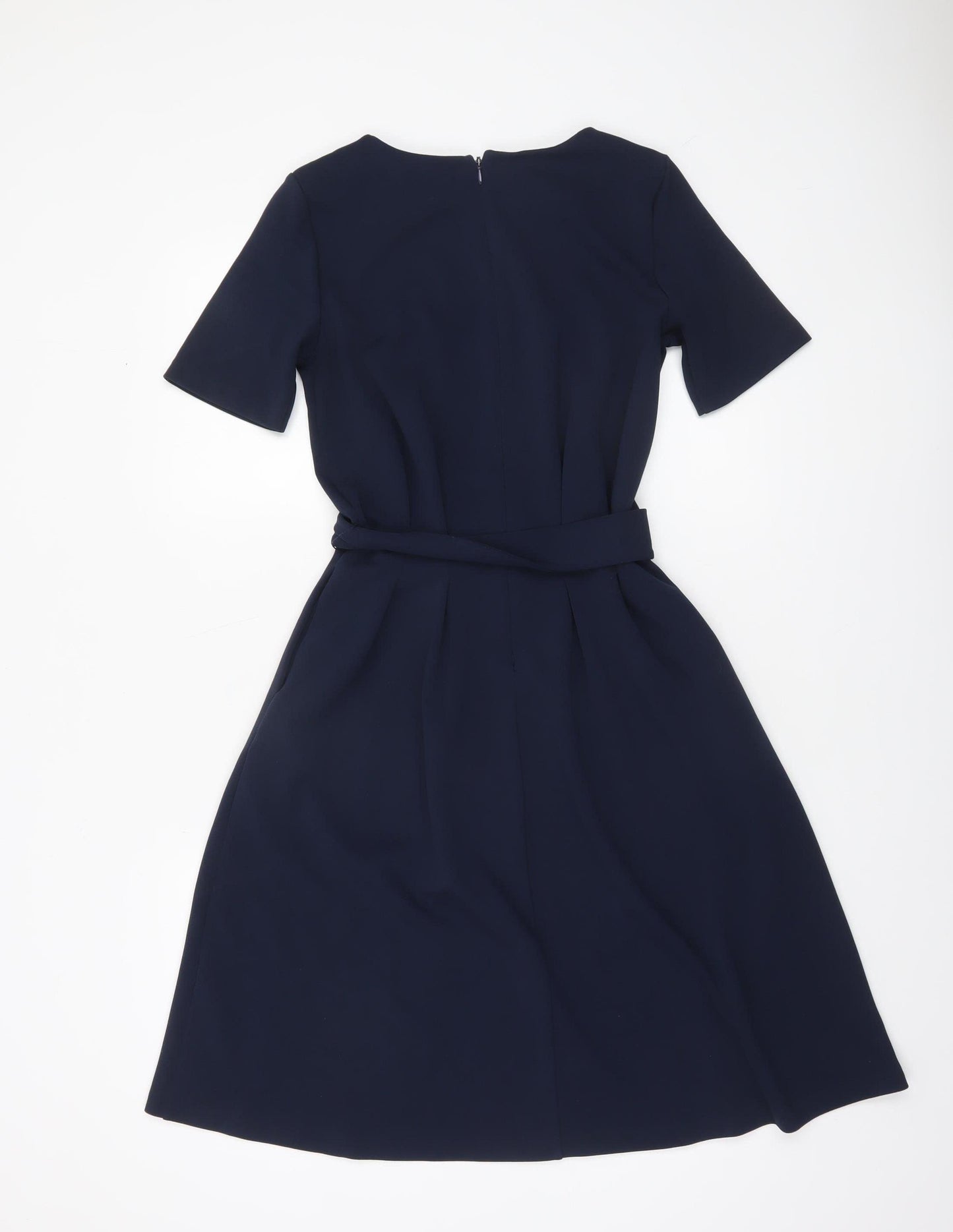 Warehouse Women Blue A-Line Knee Length Short Sleeve Dress UK 8