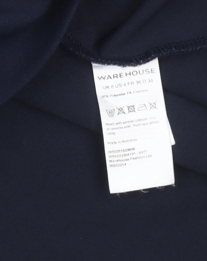 Warehouse Women Blue A-Line Knee Length Short Sleeve Dress UK 8