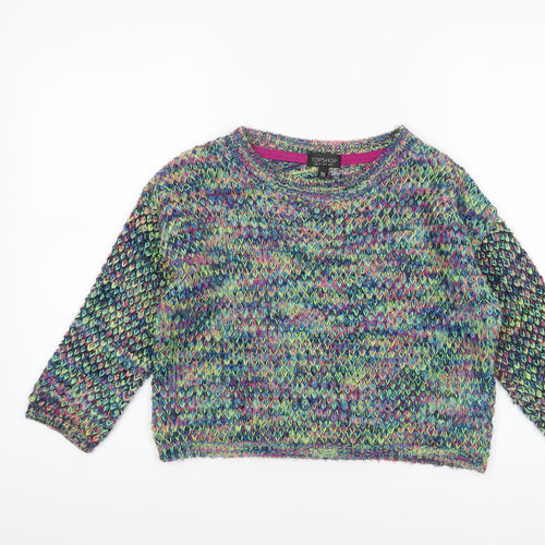 Topshop Women’s Multicoloured Chunky Knit Crew Neck Jumper Size 8