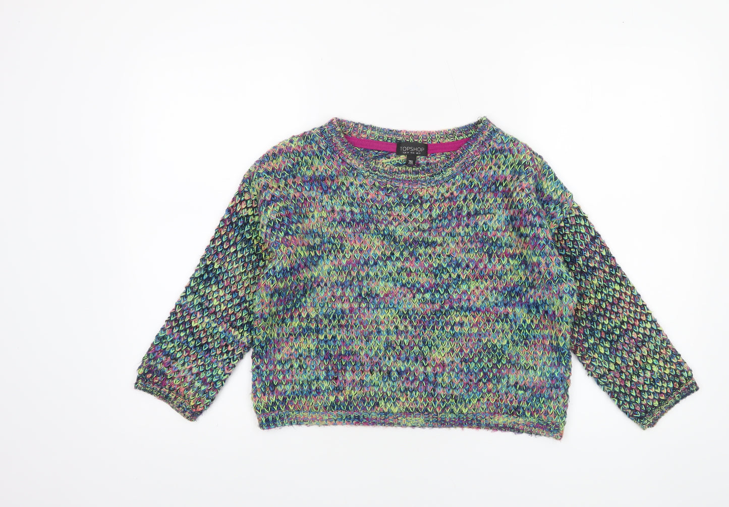 Topshop Women’s Multicoloured Chunky Knit Crew Neck Jumper Size 8