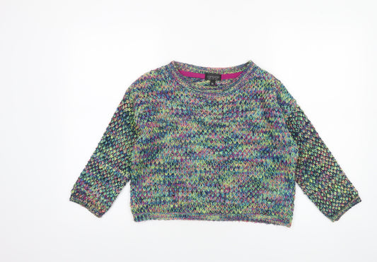 Topshop Women’s Multicoloured Chunky Knit Crew Neck Jumper Size 8