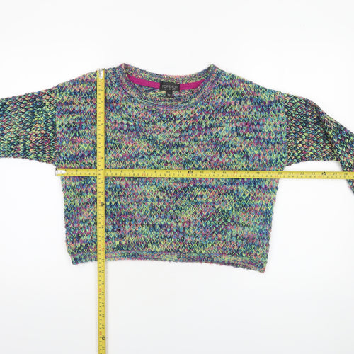 Topshop Women’s Multicoloured Chunky Knit Crew Neck Jumper Size 8