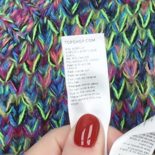 Topshop Women’s Multicoloured Chunky Knit Crew Neck Jumper Size 8