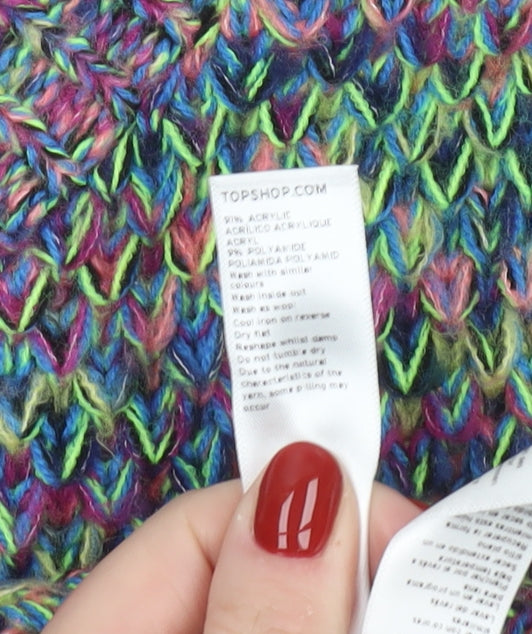 Topshop Women’s Multicoloured Chunky Knit Crew Neck Jumper Size 8