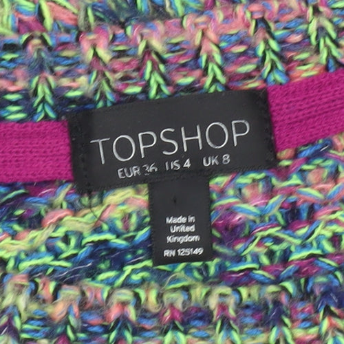 Topshop Women’s Multicoloured Chunky Knit Crew Neck Jumper Size 8