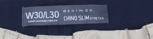 Denim Co Men Beige Slim Fit Stretch Chino Trousers W30 L30