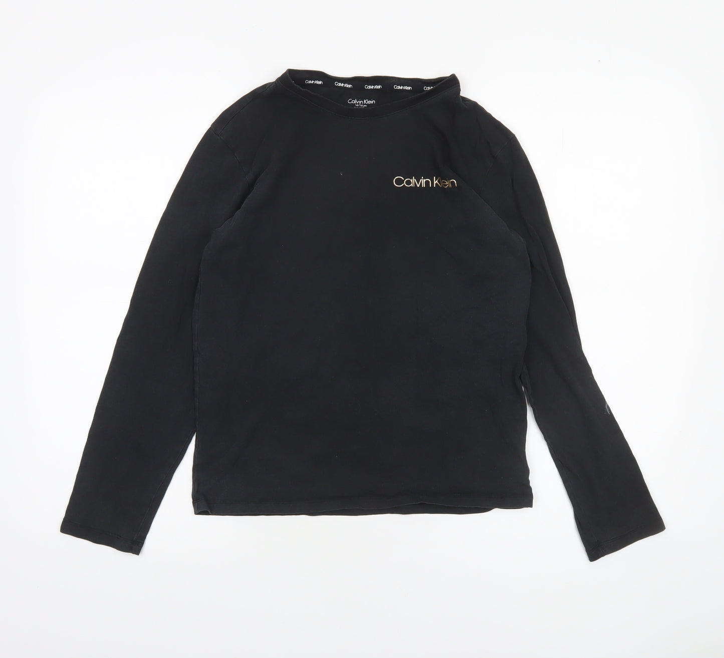 Calvin Klein Boys Black Long Sleeve Crew Neck T-Shirt 14-16 Years