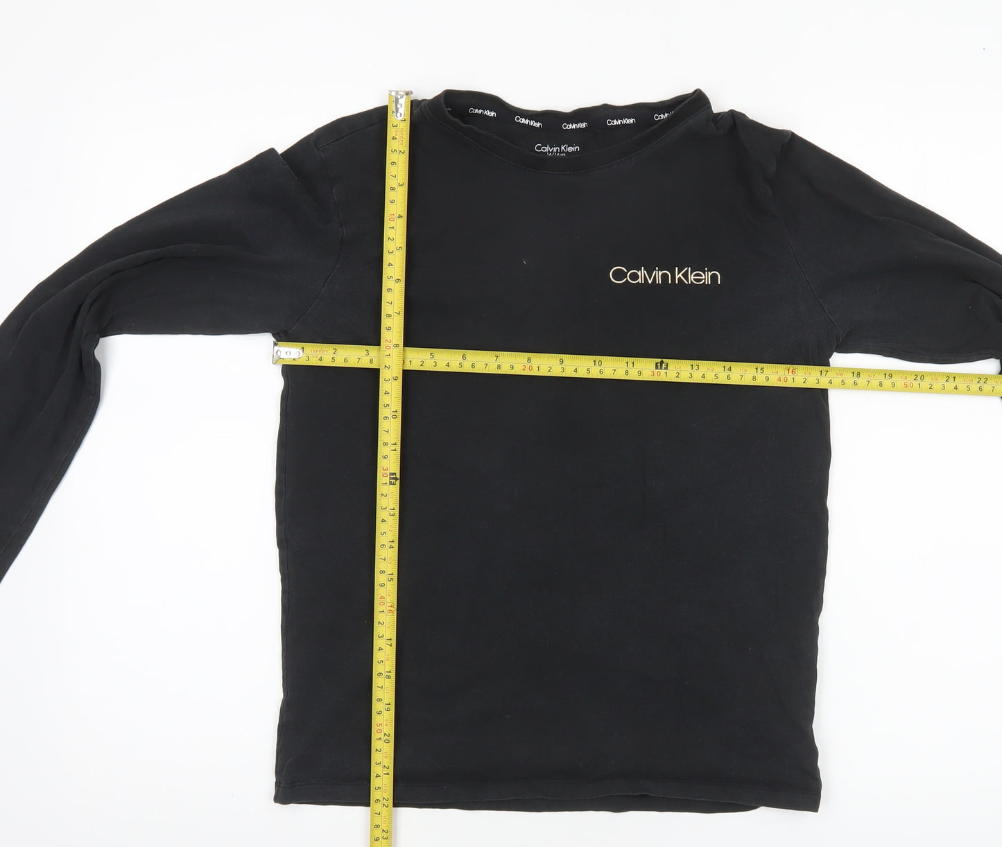 Calvin Klein Boys Black Long Sleeve Crew Neck T-Shirt 14-16 Years