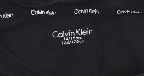 Calvin Klein Boys Black Long Sleeve Crew Neck T-Shirt 14-16 Years