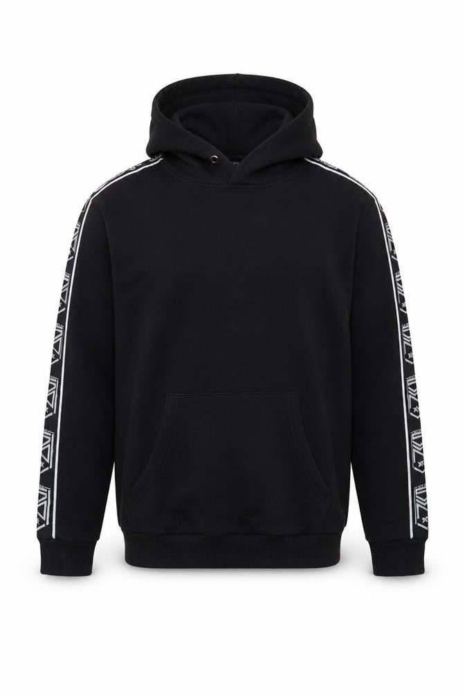 Front view of Sidemen Official Men's Black Pullover Hoodie, size S, with Logo Design