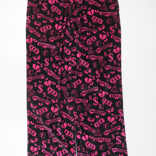 Club Exx Women’s Black Pink Graphic Velour Sweatpants M