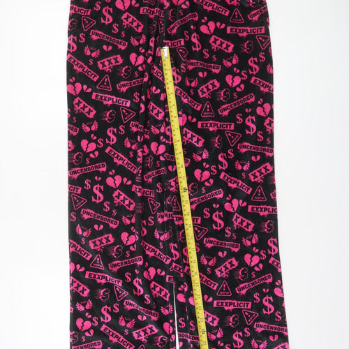 Club Exx Women’s Black Pink Graphic Velour Sweatpants M