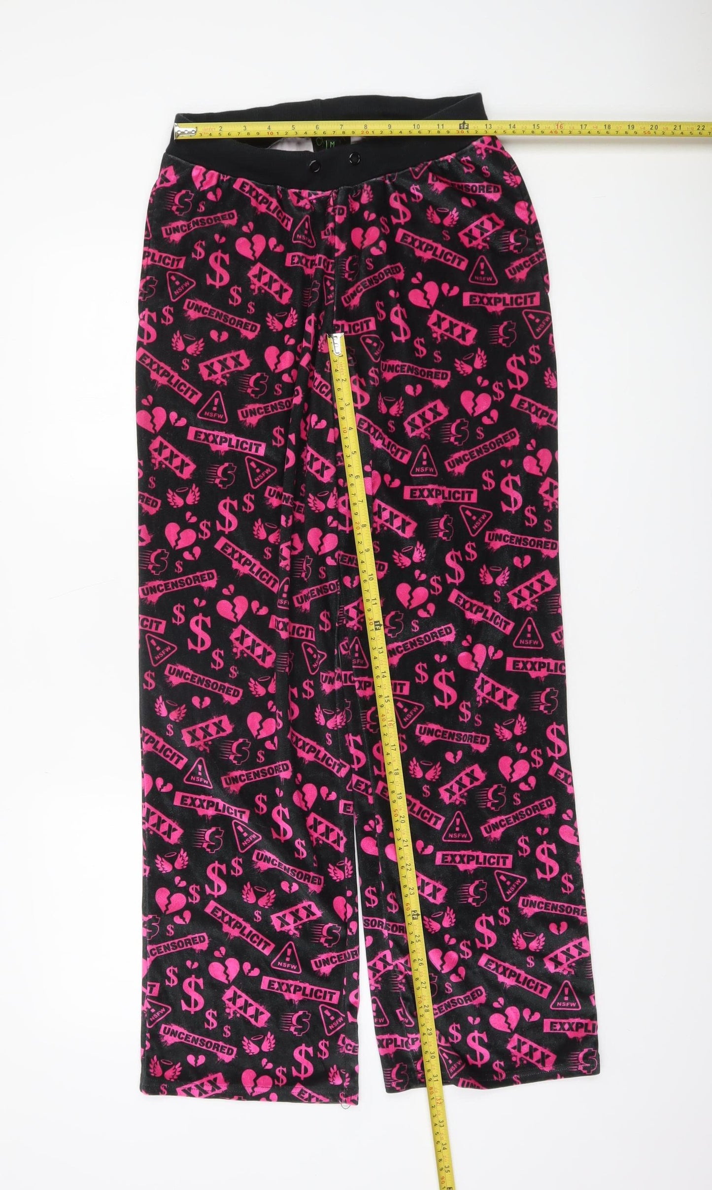 Club Exx Women’s Black Pink Graphic Velour Sweatpants M