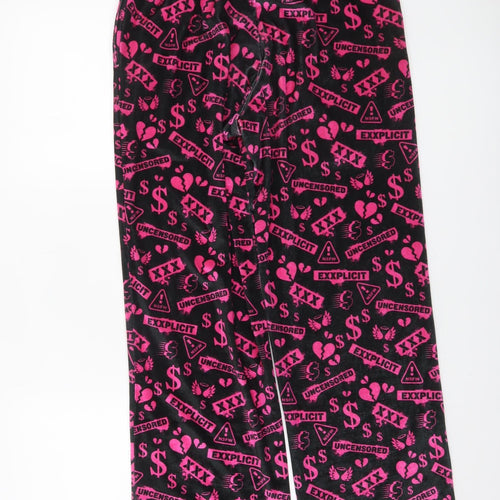 Club Exx Women’s Black Pink Graphic Velour Sweatpants M