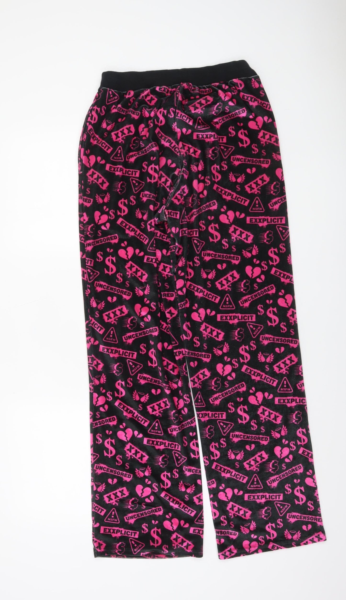 Club Exx Women’s Black Pink Graphic Velour Sweatpants M