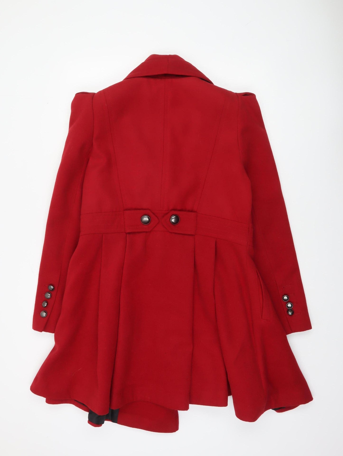 New Look Women Red Mid Length Coat Size 16 Buttoned Lined Overcoat