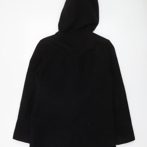Therapy London Women’s Black Faux Fur Hooded Zip Mid-Length Coat Size 10