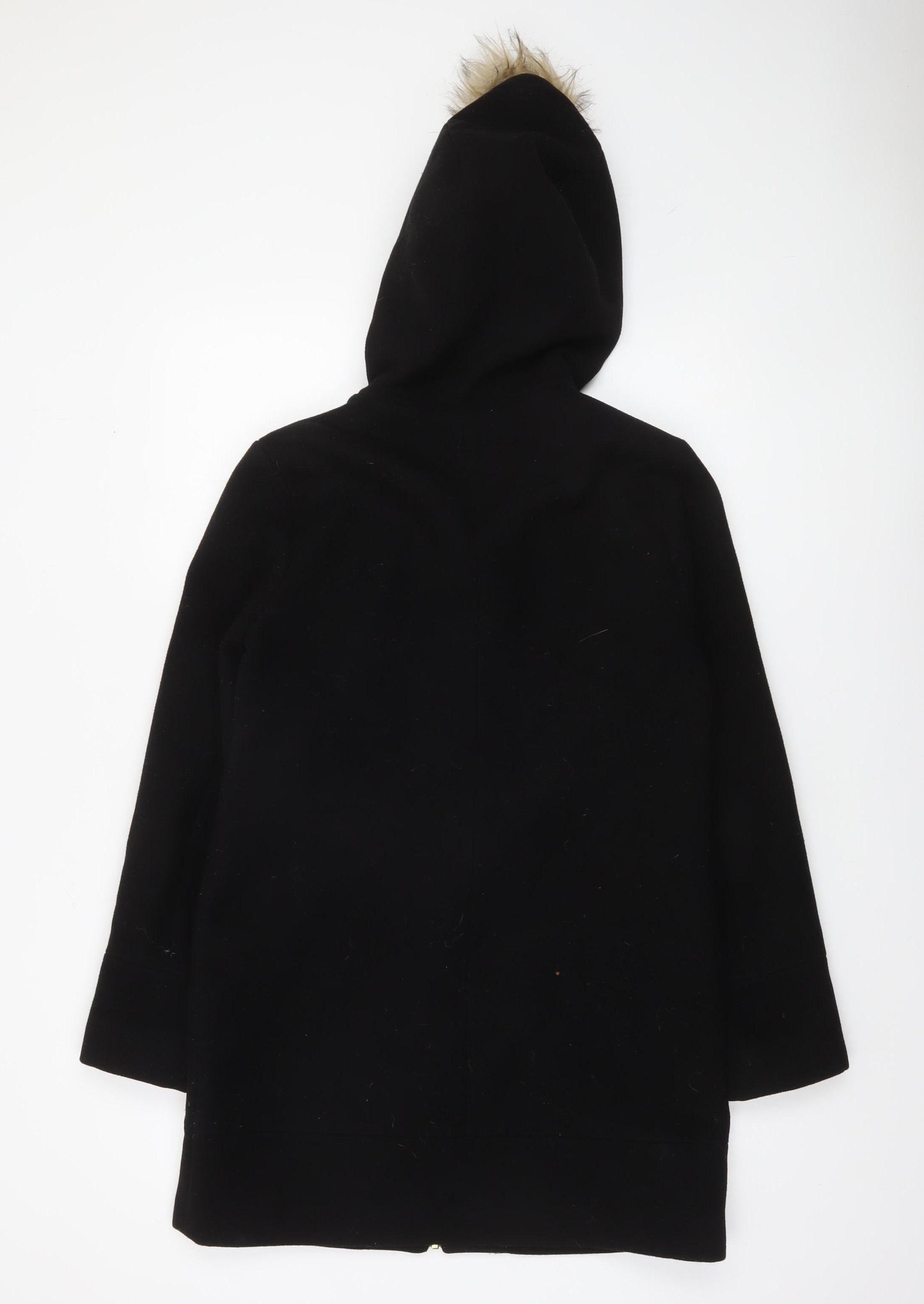 Therapy London Women’s Black Faux Fur Hooded Zip Mid-Length Coat Size 10