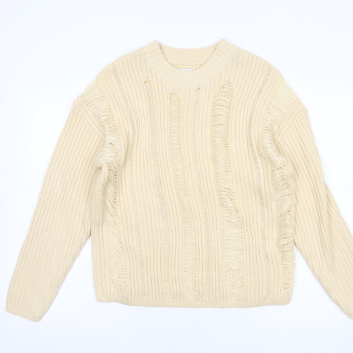 ASOS DESIGN Women’s Beige Chunky Knit Crew Neck Jumper Size 4