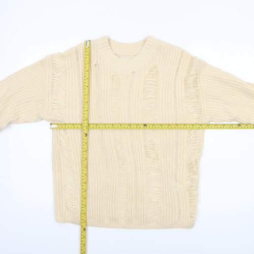 ASOS DESIGN Women’s Beige Chunky Knit Crew Neck Jumper Size 4
