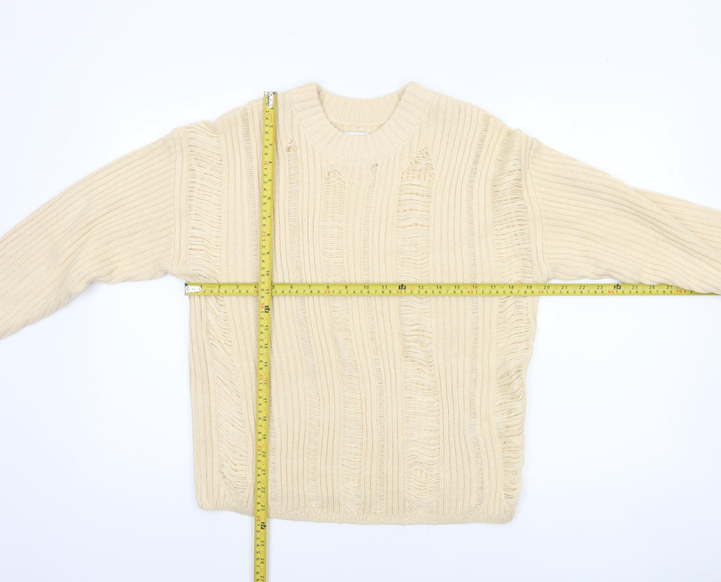 ASOS DESIGN Women’s Beige Chunky Knit Crew Neck Jumper Size 4