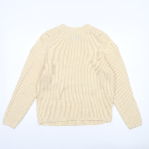 ASOS DESIGN Women’s Beige Chunky Knit Crew Neck Jumper Size 4