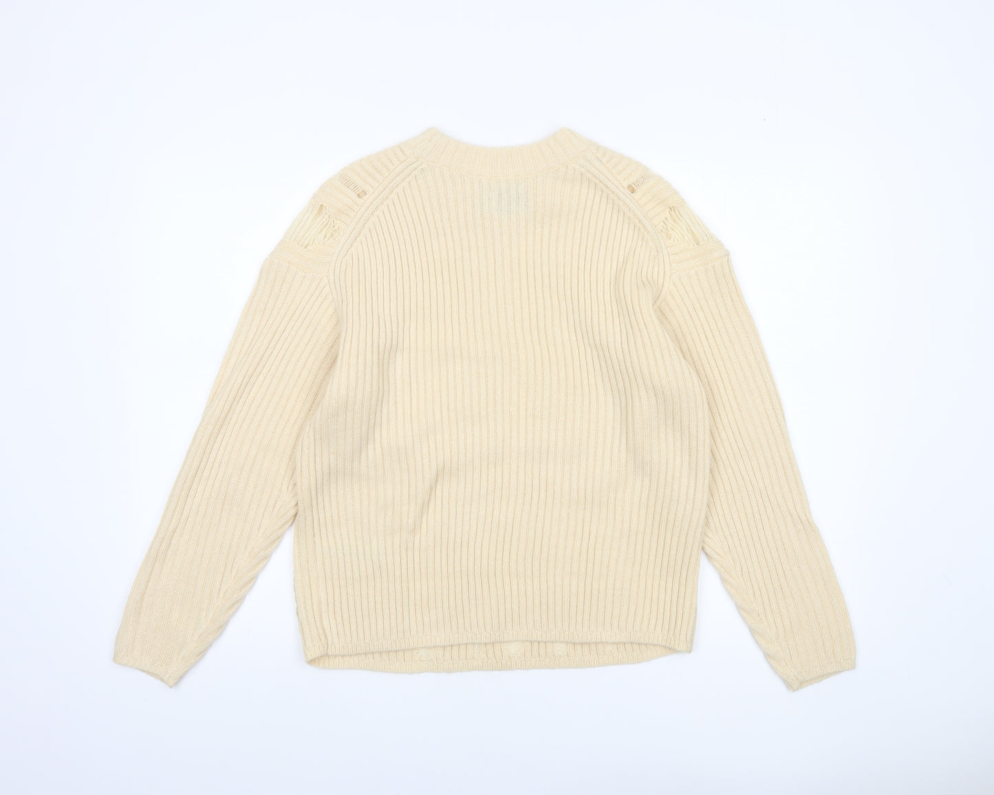 ASOS DESIGN Women’s Beige Chunky Knit Crew Neck Jumper Size 4