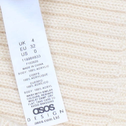 ASOS DESIGN Women’s Beige Chunky Knit Crew Neck Jumper Size 4