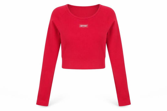 BO+TEE Womens Red Cropped Long Sleeve Athletic Top Size S