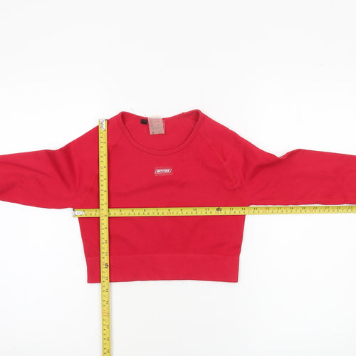 BO+TEE Womens Red Cropped Long Sleeve Athletic Top Size S