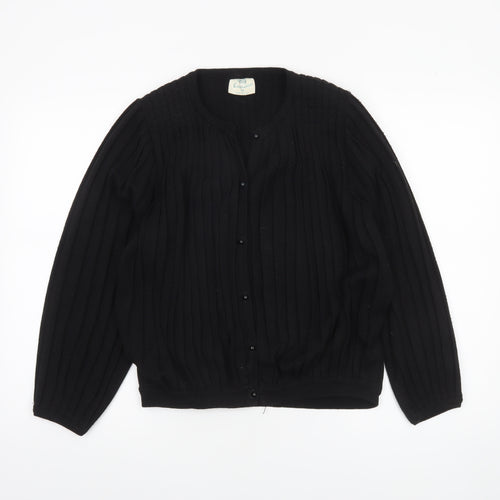 Volli Exclusive Women’s Black Wool Blend Rib Knit Long Sleeve Cardigan Size M