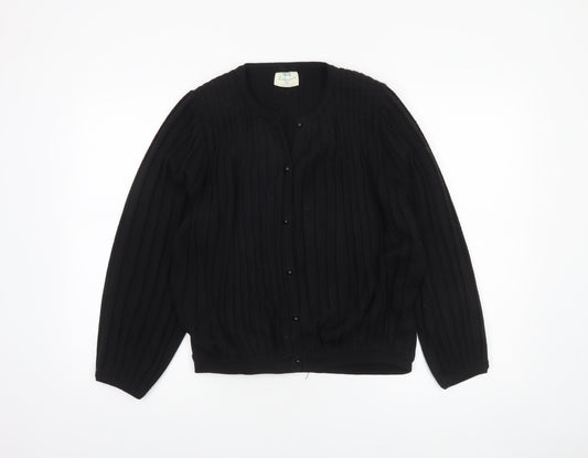 Volli Exclusive Women’s Black Wool Blend Rib Knit Long Sleeve Cardigan Size M