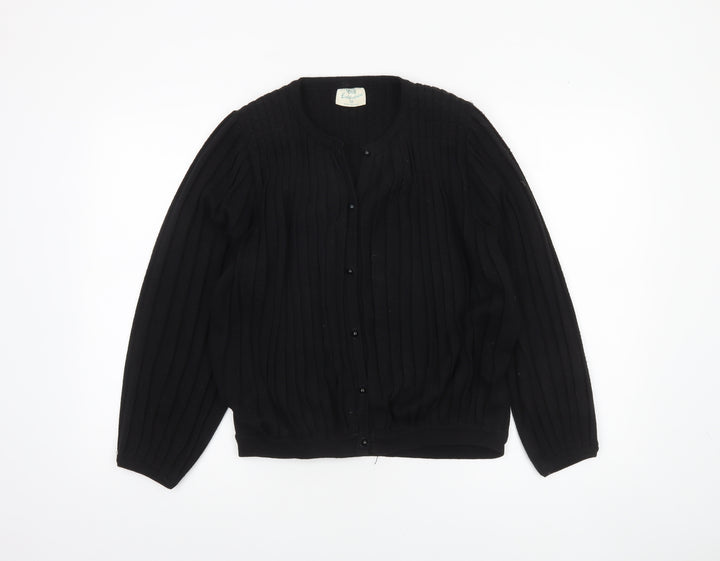 Volli Exclusive Women’s Black Wool Blend Rib Knit Long Sleeve Cardigan Size M