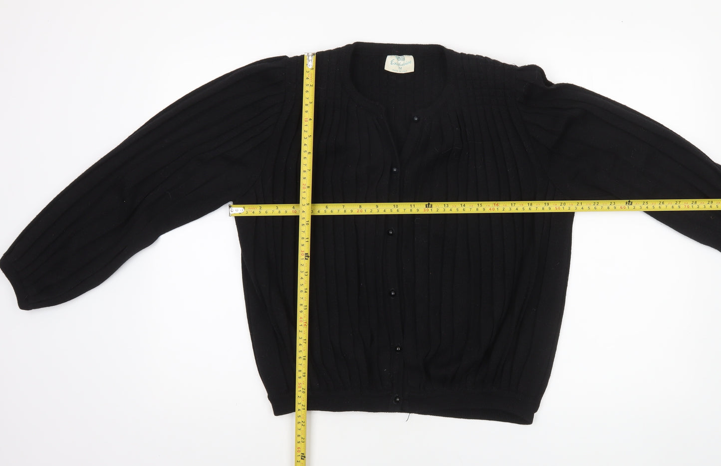 Volli Exclusive Women’s Black Wool Blend Rib Knit Long Sleeve Cardigan Size M