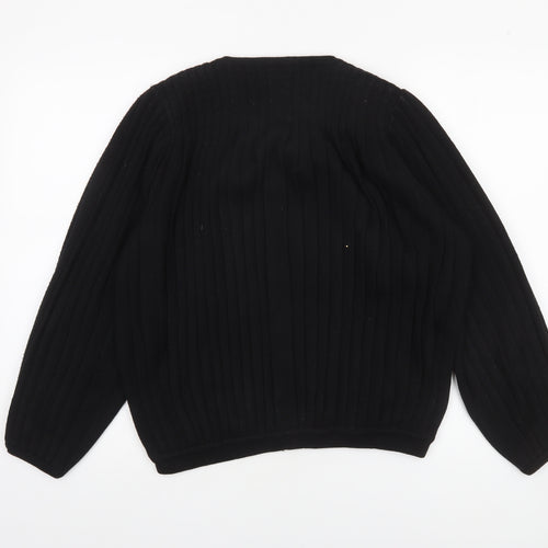 Volli Exclusive Women’s Black Wool Blend Rib Knit Long Sleeve Cardigan Size M