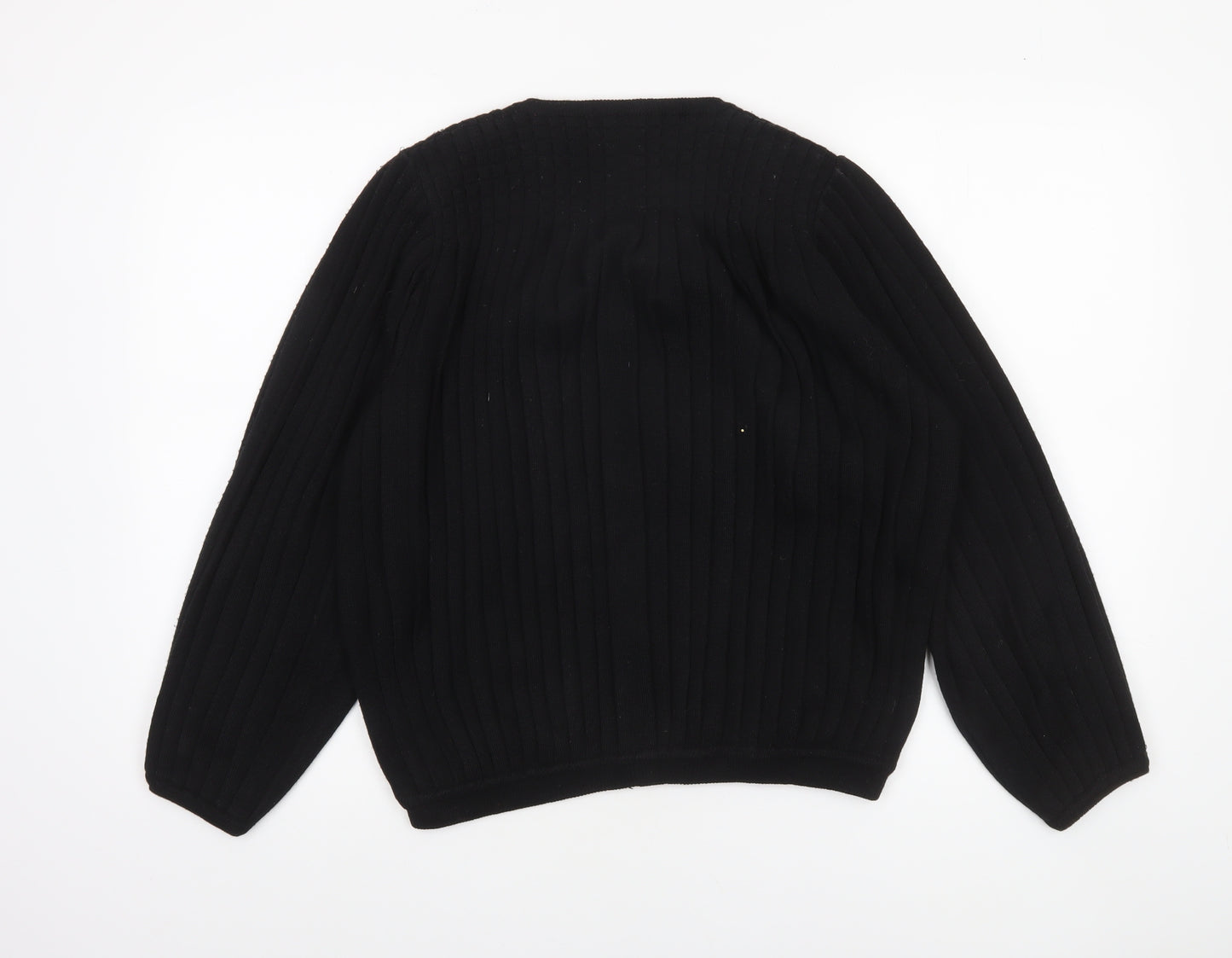 Volli Exclusive Women’s Black Wool Blend Rib Knit Long Sleeve Cardigan Size M