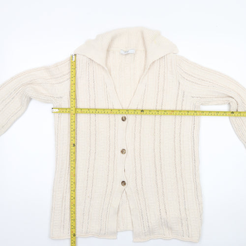 Next Women's Beige Collared Knit Cardigan Size S