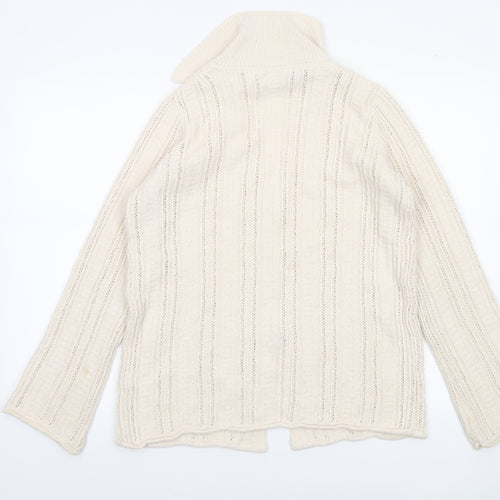 Next Women's Beige Collared Knit Cardigan Size S