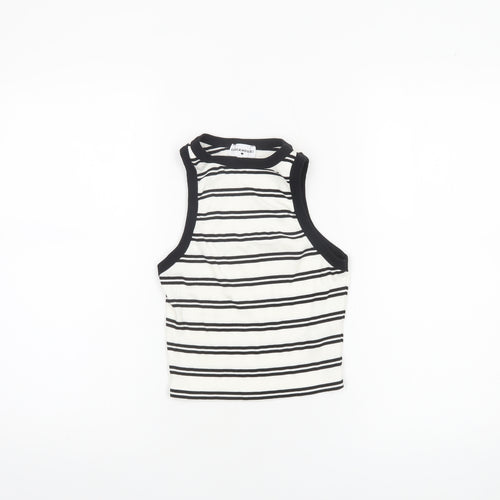 Clockhouse Women’s White Striped Cropped Tank Top XS