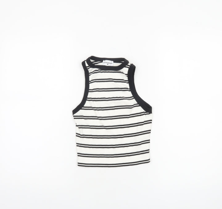 Clockhouse Women’s White Striped Cropped Tank Top XS