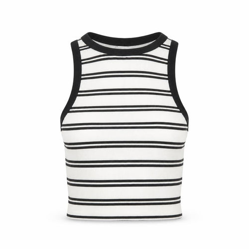 Clockhouse Women’s White Striped Cropped Tank Top XS