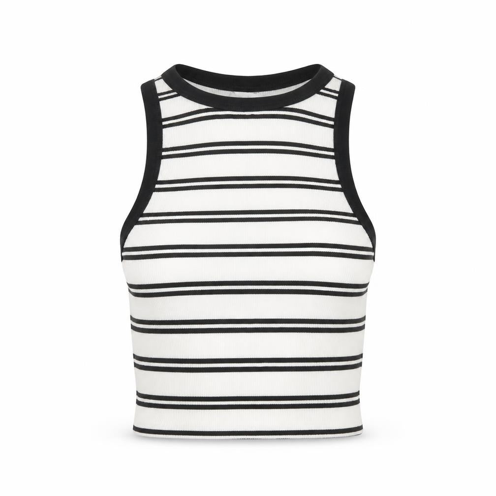 Clockhouse Women’s White Striped Cropped Tank Top XS