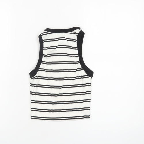 Clockhouse Women’s White Striped Cropped Tank Top XS