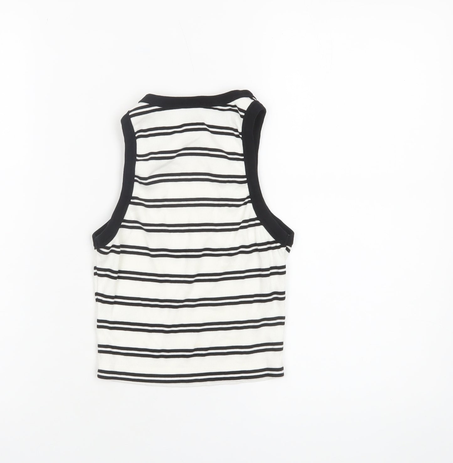 Clockhouse Women’s White Striped Cropped Tank Top XS
