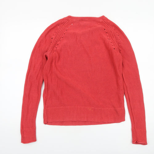 GAP Women's Red Cotton Knit Crew Neck Jumper Size S