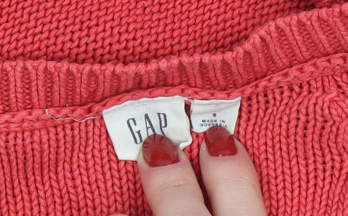 GAP Women's Red Cotton Knit Crew Neck Jumper Size S