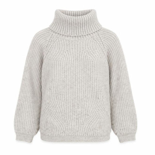 Luisa Ricci Women Beige Roll Neck Chunky-Knit Wool Jumper S