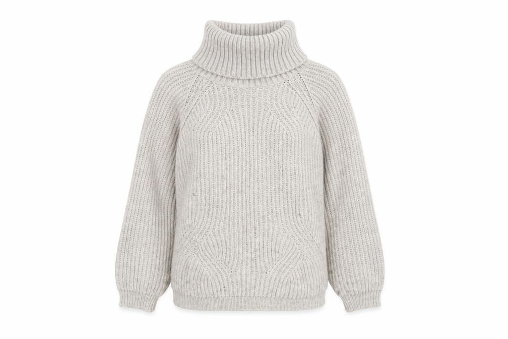 Luisa Ricci Women Beige Roll Neck Chunky-Knit Wool Jumper S