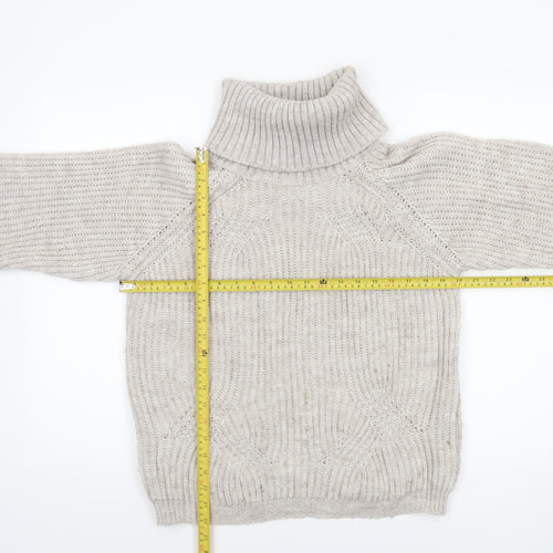 Luisa Ricci Women Beige Roll Neck Chunky-Knit Wool Jumper S