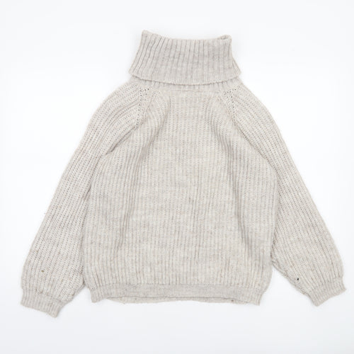 Luisa Ricci Women Beige Roll Neck Chunky-Knit Wool Jumper S